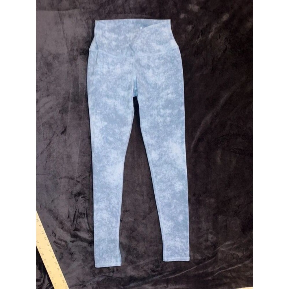 Alo Yoga Womens High-Waist Alosoft Crossover Leggings Blue Acid Wash Size S(508)